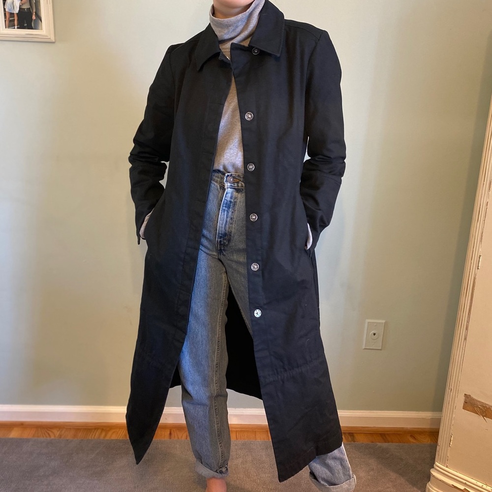 Long Black Gap Trench Coat